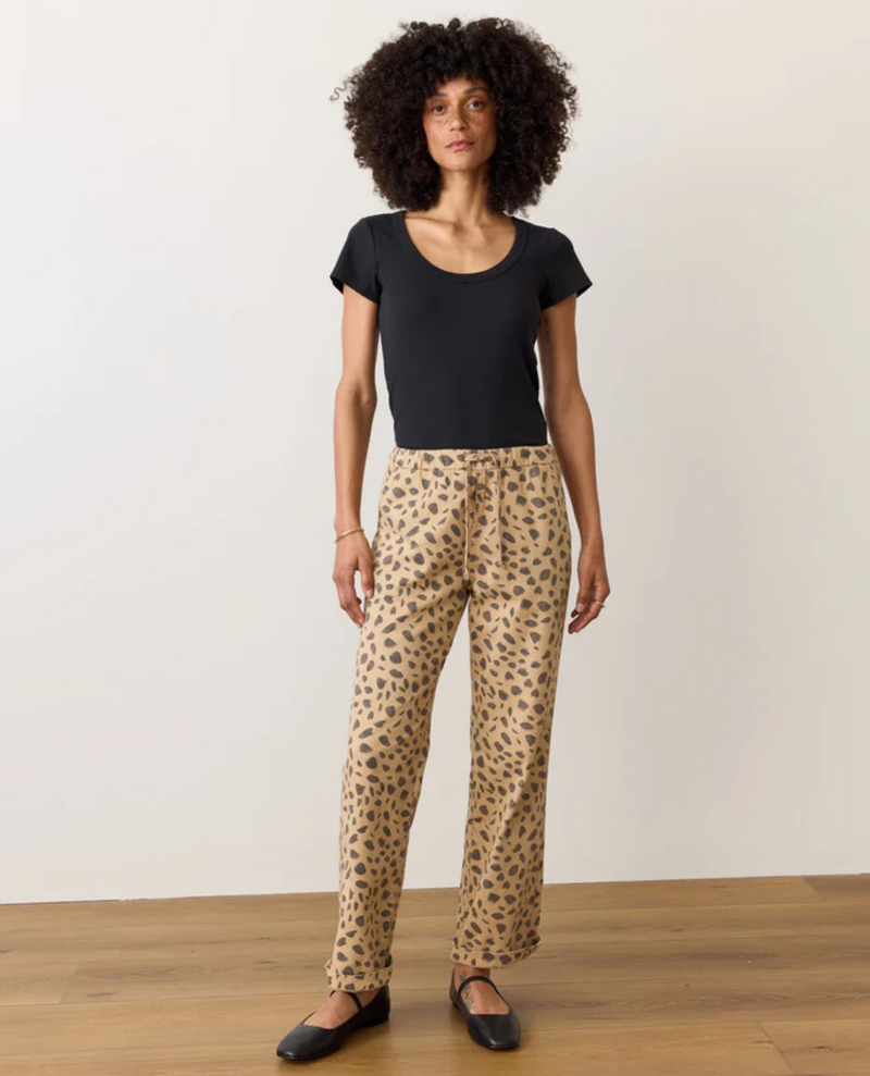 Denim drawstring pant- abstract animal print