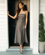 Gloria Dress - Beige and Black Gingham