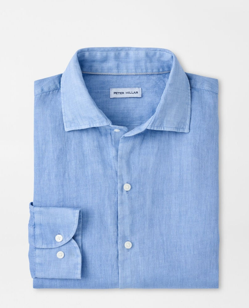Shoreside Linen Sport Shirt- Blue Bird