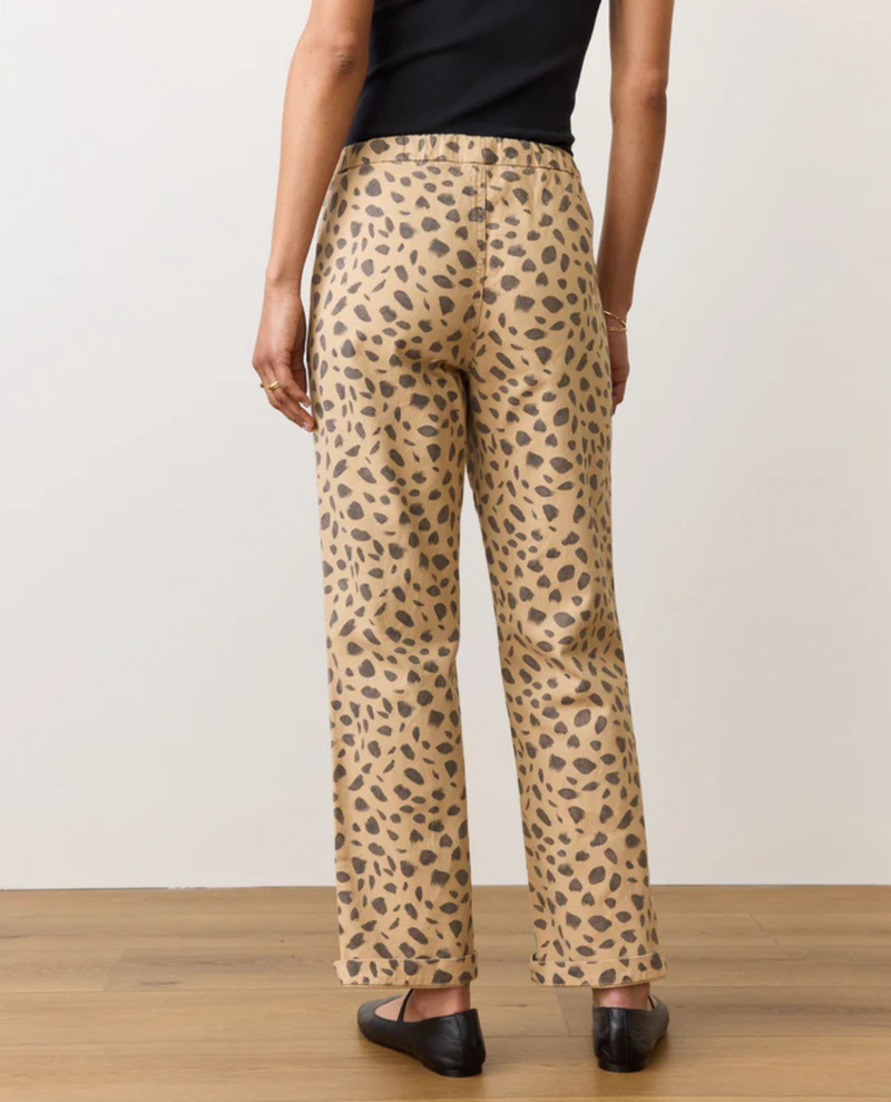Denim drawstring pant- abstract animal print