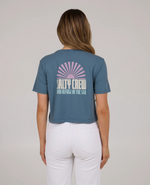 In the rays crop tee- fin blue