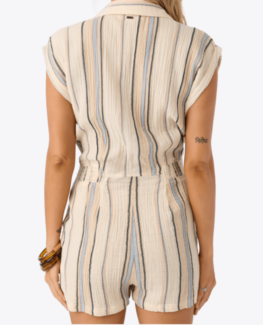 Kamilla stripe romper- tapioca