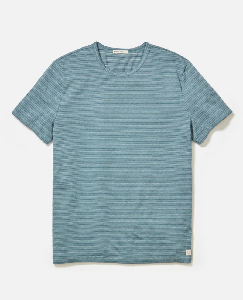 Signature jacquard crew tee- blue spruce multi