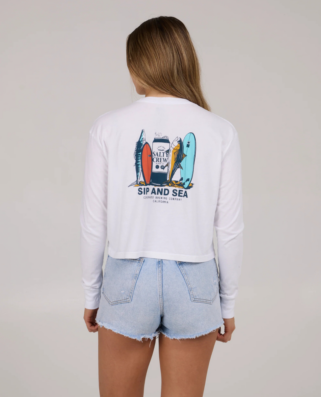 Sip & Sea Long Sleeve Crop Tee