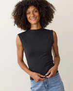 Sun-In Lexi Rib Mockneck Top - Washed Black