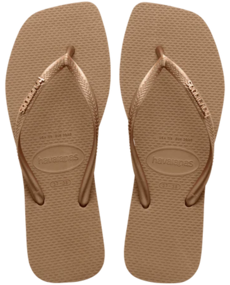 Women's Slim Square Logo Metallic Sandal