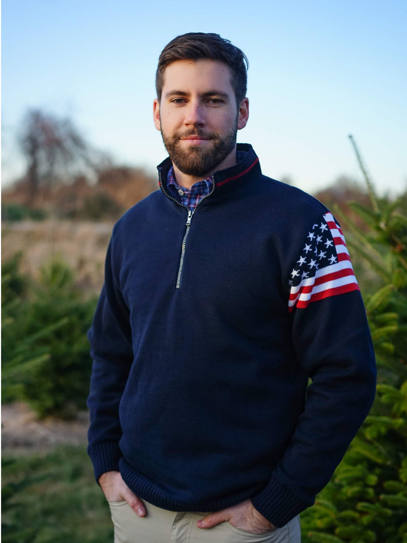 US Flag 1/4 ZIp Windproof - Island Outfitters